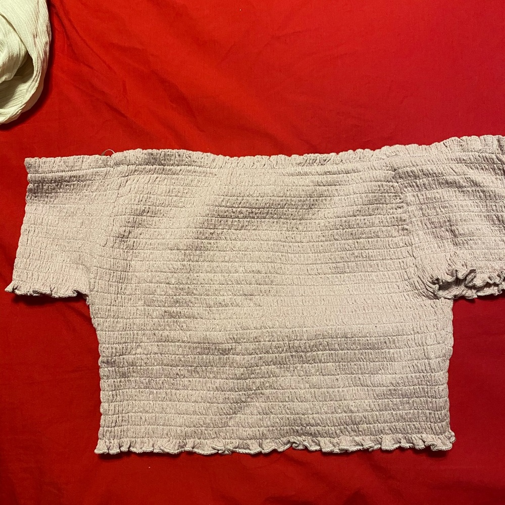 Mauve pink off the shoulder top